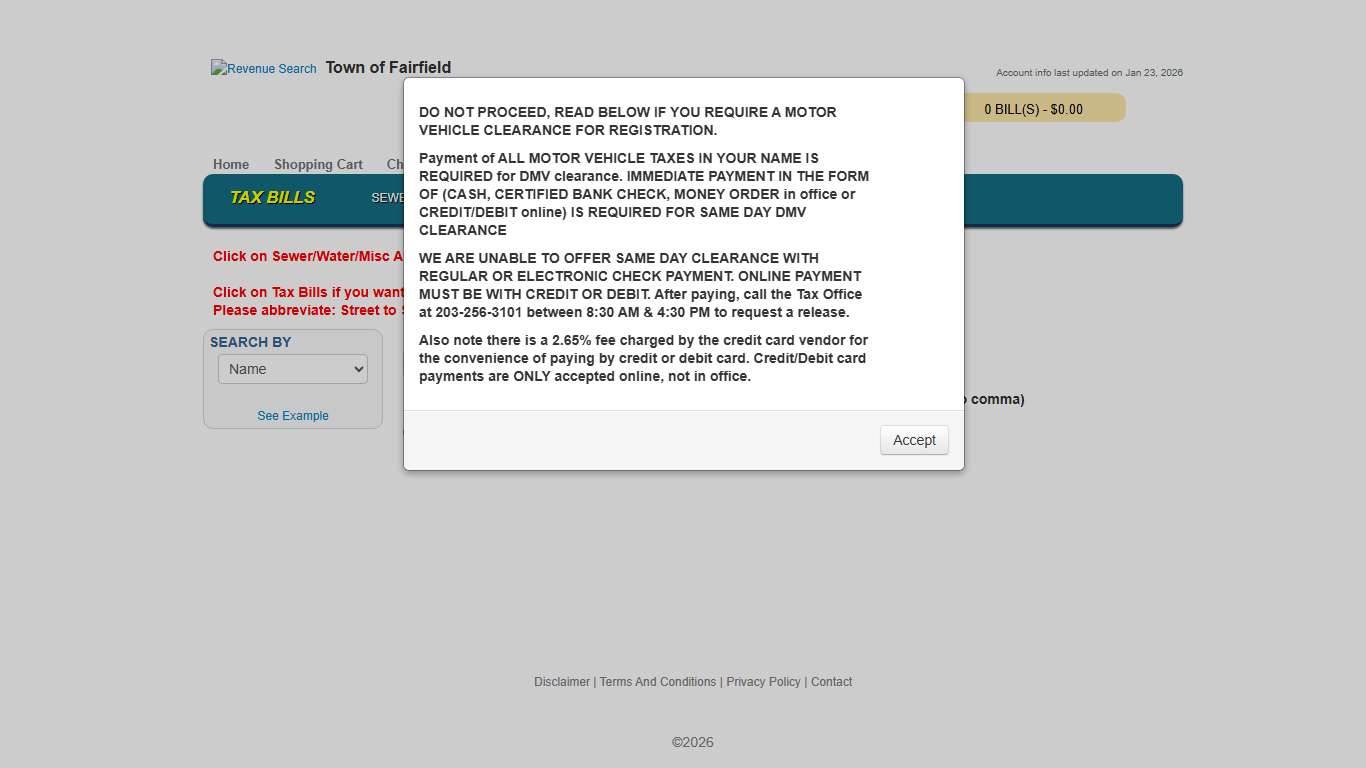 Town of Fairfield - Tax Bills Search & Pay
